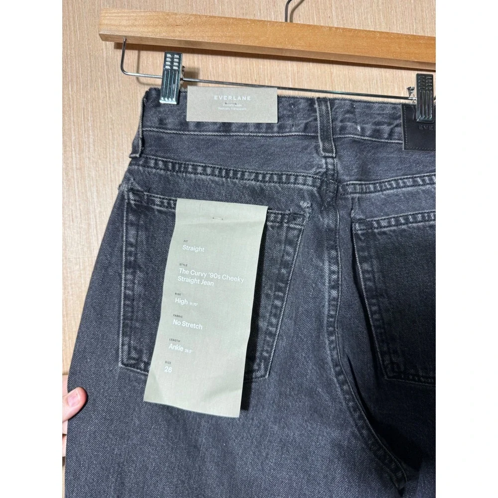 Everlane The Curvy 90s Cheeky Straight Ankle Jeans Black/Grey Wash Organic